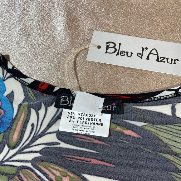 BLUE D’AZUR France top blouse black red stretchy - Picture 10 of 15